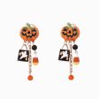 Wholesale Halloween Creative Fashion Oil Drop Funny Zircon Inlaid Pumpkin Skull Tassel Earrings Online now