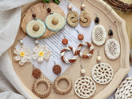 Wholesale Bohemian Leisure Holiday Rattan Earrings For Discount