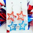 Wholesale 2Pairs pack Independence Day 3D Rotating Mirror Love Five-pointed Star Earrings Online now