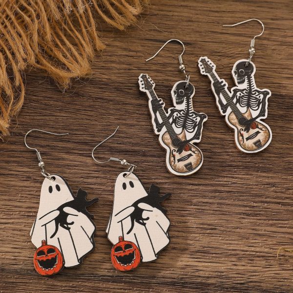 Wholesale Halloween Skeleton Flamingo Pumpkin Ghost Wooden Pendant Online Sale