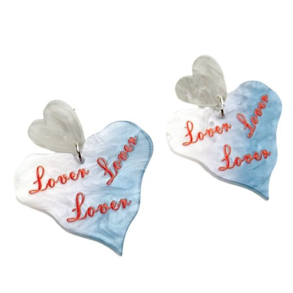 Wholesale Colorful Printed Love Acrylic Valentine s Day Gradient Earrings Discount