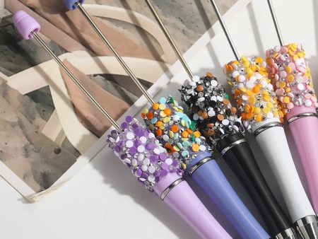 Wholesale 10pcs Beadable Pens Full of Diamonds DIY Handmade Diamond Ballpoint Pen Online Hot Sale