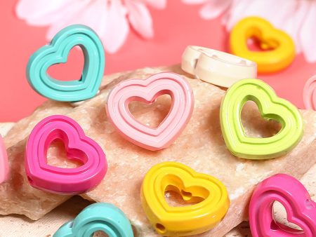 Wholesale 100pcs Acrylic Colorful Hollow Heart Jewelry Accessories Beads For Cheap