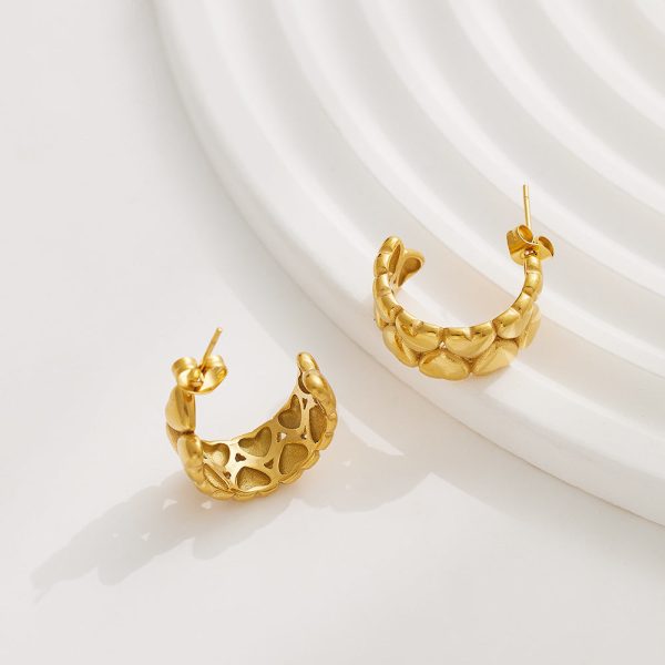 Wholesale Retro Twisted Circle Diamond Braided Wheat Ear C-Shaped Large Arc Gold Earrings Online