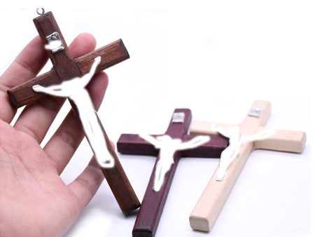 Wholesale 12*7cm Pure Handmade Wooden Cross Pendant Ornaments Online now