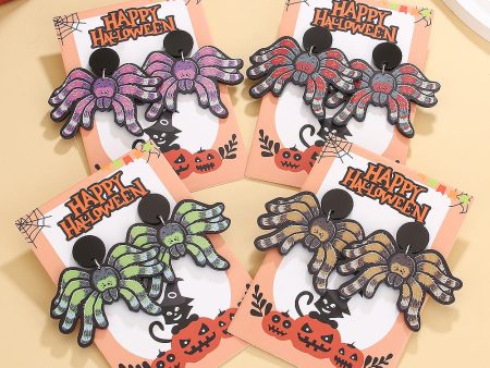 Wholesale Creative Spider Handmade Halloween Horror Ghost Spider Acrylic Earrings For Discount