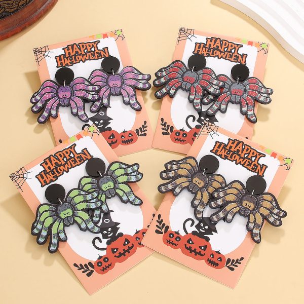 Wholesale Creative Spider Handmade Halloween Horror Ghost Spider Acrylic Earrings For Discount