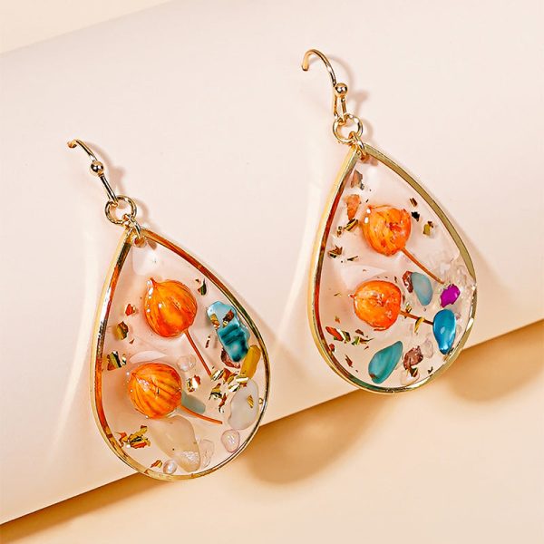 Wholesale Bud Teardrop-shaped Preserved Flower Earrings Online