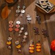 Wholesale Halloween Printed Colorful Pumpkin Skull Ghost Gift Creative Splicing Wooden Earrings Supply