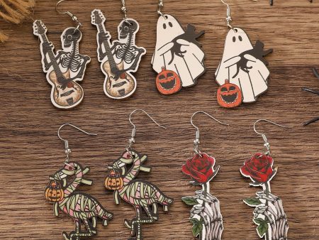 Wholesale Halloween Skeleton Flamingo Pumpkin Ghost Wooden Pendant Online Sale