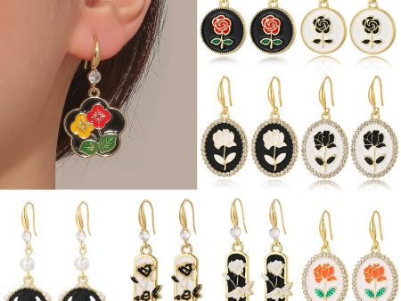 Wholesale Exaggerated Flower Rose High-end Small Fragrance Style Metal Earrings Online