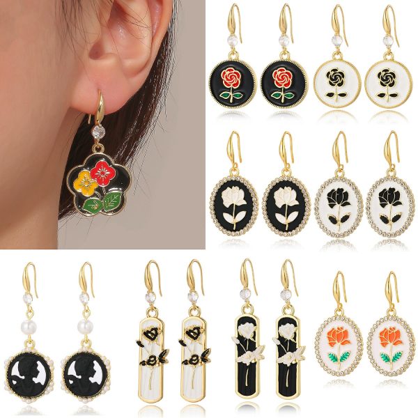 Wholesale Exaggerated Flower Rose High-end Small Fragrance Style Metal Earrings Online