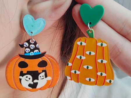 Wholesale Halloween Series Pumpkin Cartoon Funny Ghost Acrylic Earrings on Sale