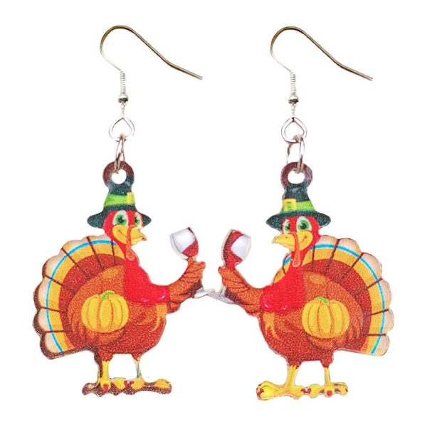 Wholesale 2 Pair Pack Acrylic Thanksgiving Turkey Celebration Party Earrings Online Sale