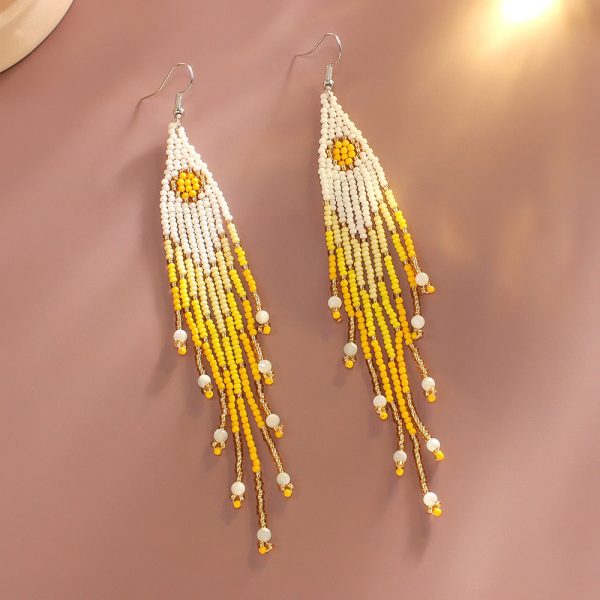 Wholesale Colorful Rice Beads Bohemian Tassel Earrings Online Hot Sale