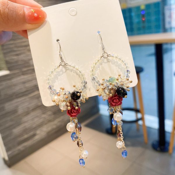 Wholesale Long Female Exaggerated Retro Crystal Streaming Earrings Hot on Sale