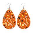 Wholesale Halloween Pumpkin Ghost Candy Print Water Drop Leather Earrings For Discount