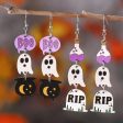 Wholesale Halloween Gothic Style Cute Ghost Tassel Stitching Wooden Double-sided Earrings For Sale