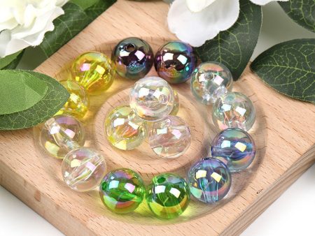 Wholesale 100pcs 16mm Acrylic Color UV Electroplating Round Beads Diy Jewelry Accessories Beads Online now