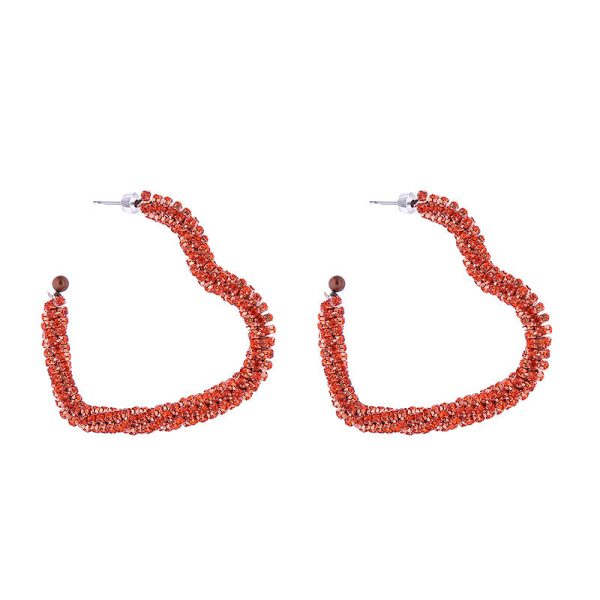 Wholesale Fashion Open Heart Shaped Earrings with Diamonds Discount