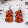 Wholesale Halloween Bat Ghost Face Pumpkin Wooden Earrings on Sale