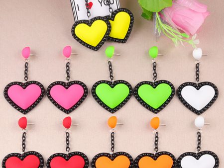 Wholesale Retro 3D Colorful Heart Acrylic Earrings For Cheap