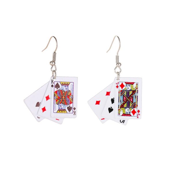 Wholesale Funny Playing Cards Simulation Earrings Online Sale