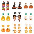 Wholesale Funny Cartoon Halloween Party Dark Pumpkin Ghost Letter Skull Earrings Online now