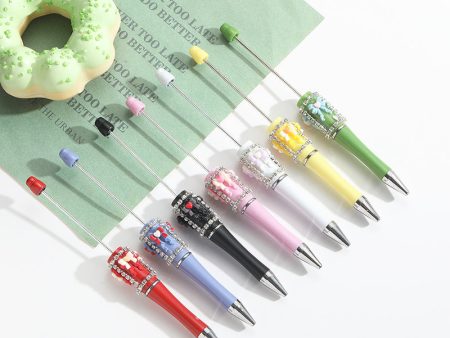 Wholesale 10pcs Beadable Pens Bow Handmade Diamond Ballpoint Pen For Sale