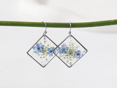 Wholesale 6pairs pack Silver Forget-me-not Series Dried Flower Earrings Cheap