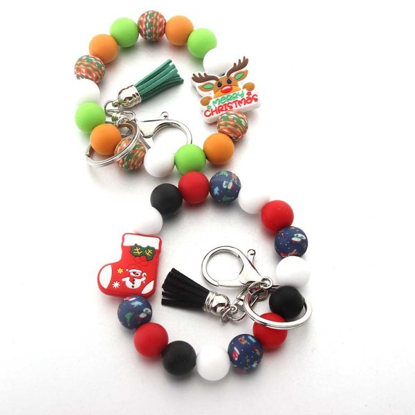 Wholesale Silicone Cartoon Christmas Elk Boots Bracelet Tassel Bracelet Keychain Online Sale