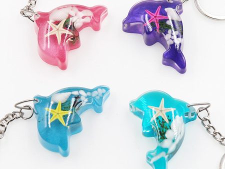 Wholesale 6pcs Ocean Series AB Glue Dolphin Keychain on Sale