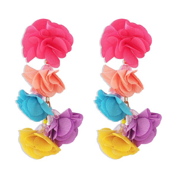 Wholesale Exaggerated Bohemian Colorful Flower Tassel Earrings Online Hot Sale