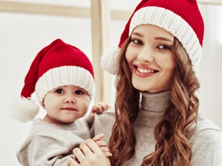 Wholesale 10pcs Christmas Warm Wool Ball Mother and Baby Knitted Hat Sale