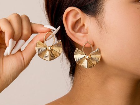 Wholesale Exaggerated Geometric Pleated Fan-shaped Large Earrings For Sale