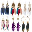 Wholesale Fashion Feather Large Exaggerated Long Retro Earrings Online Hot Sale