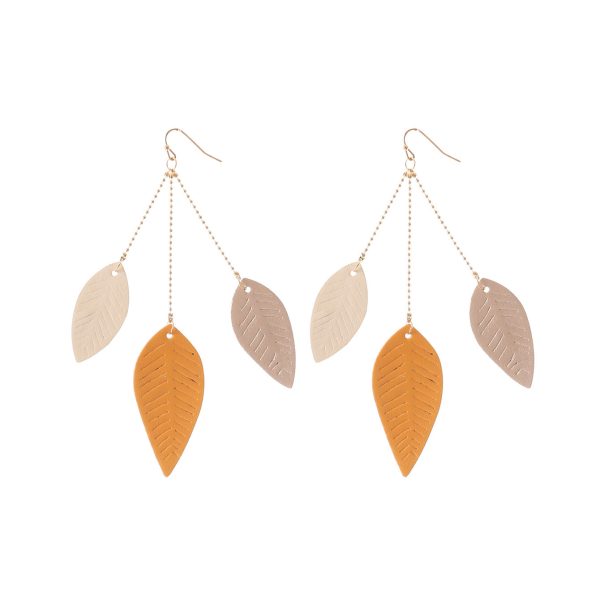 Wholesale Cowhide Leaf Artificial Leather Leaf Earrings Hot on Sale