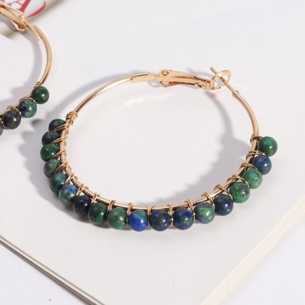 Wholesale Round Beaded Stone Hand-wound Versatile Earrings Online Sale