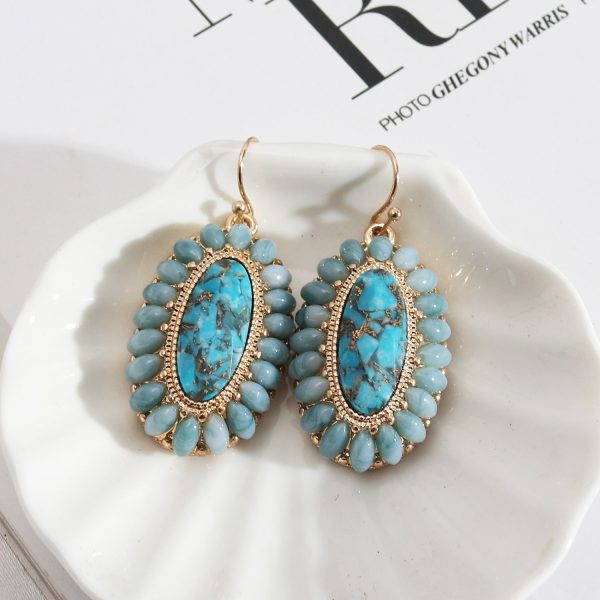 Wholesale Pearl Inlaid Fashion Abalone Oval Earrings For Sale