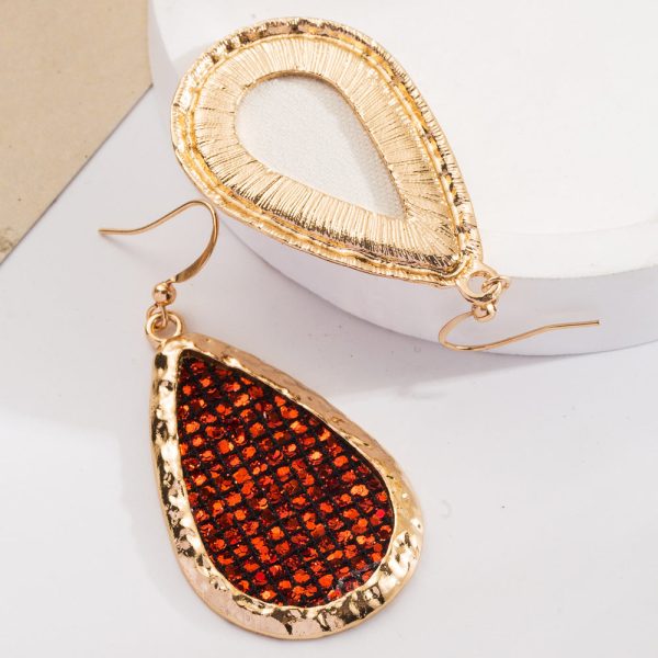 Wholesale Fashion PU Leather Sequin Water Drop Simple Shiny Exaggerated Earrings Online