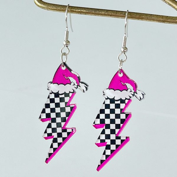 Wholesale Pink Christmas Santa Claus Christmas Tree Football Vintage Acrylic Earrings For Cheap