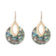 Wholesale Leather Inlaid Round Vintage Abalone Earrings Sale