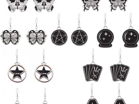 Wholesale Halloween Punk Style Dark Butterfly Skull Series Skull Alloy Earrings Online