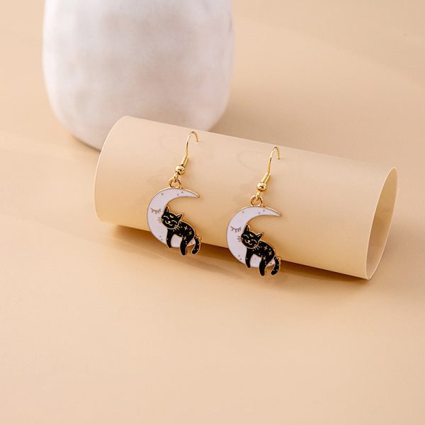 Wholesale Halloween Horror Funny Skull Creative Cat Sun Moon Earrings For Discount