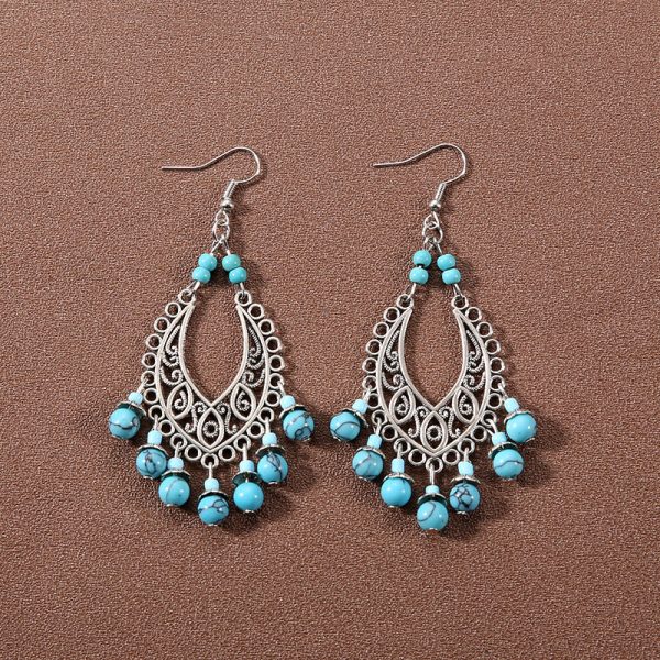 Wholesale Bohemian Tassel Turquoise Vintage Earrings For Discount