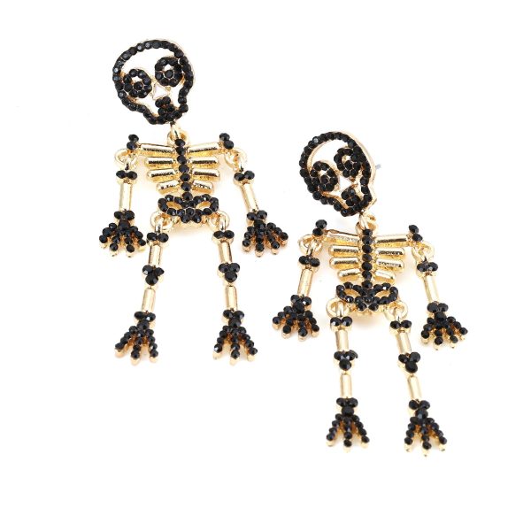 Wholesale Fashion Creative Exaggerated Skeleton Skull Diamond and Pearl Earrings Supply