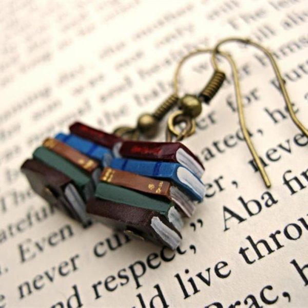 Wholesale Gothic Retro Creative Stacking Book Library Color Earrings Sale