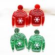 Wholesale Creative Christmas Women s Color Powder Acrylic Party Pendant Snowflake Sweater Earrings For Cheap