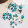 Wholesale Retro Geometric Creative Alloy Inlaid Turquoise Color Diamond Bohemian Earrings Supply