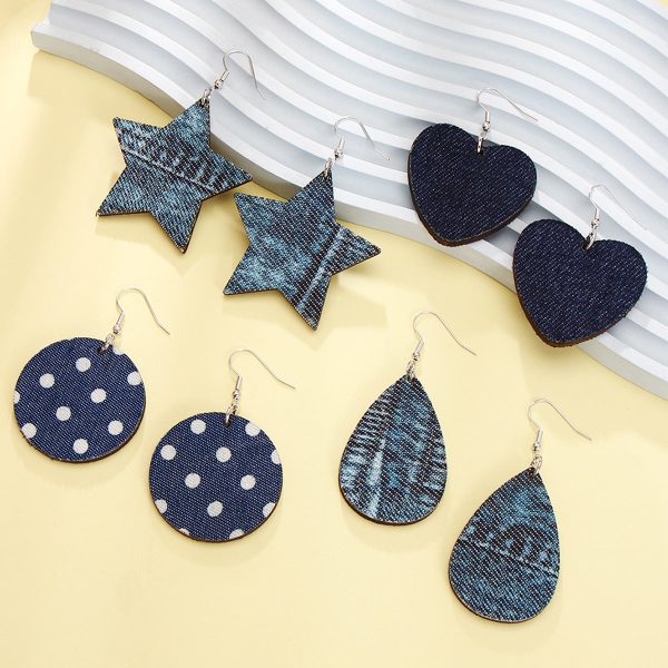 Wholesale Exaggerated Fashionable Atmosphere High-grade Denim Tassel Chain Bohemian Style Denim Earrings Cheap